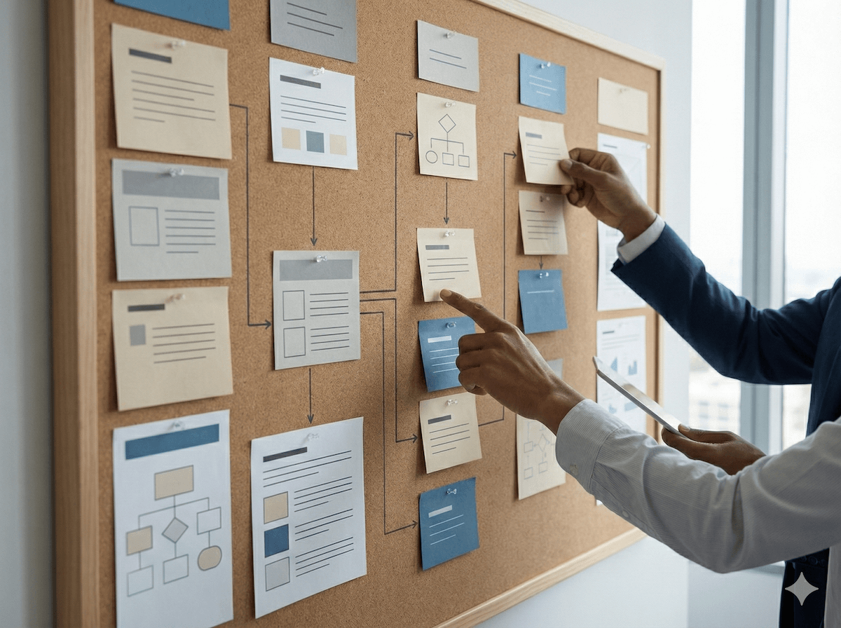 Tablero con contenido desordenado