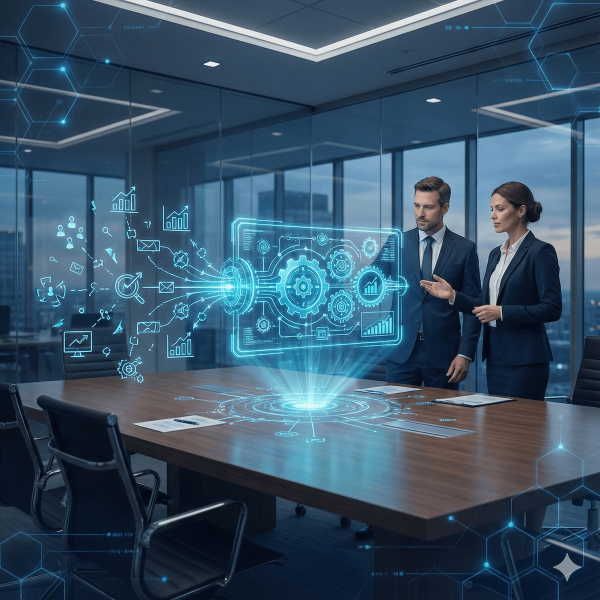 Equipo ejecutivo revisando continuidad del negocio · Toracom Plataforma Segura